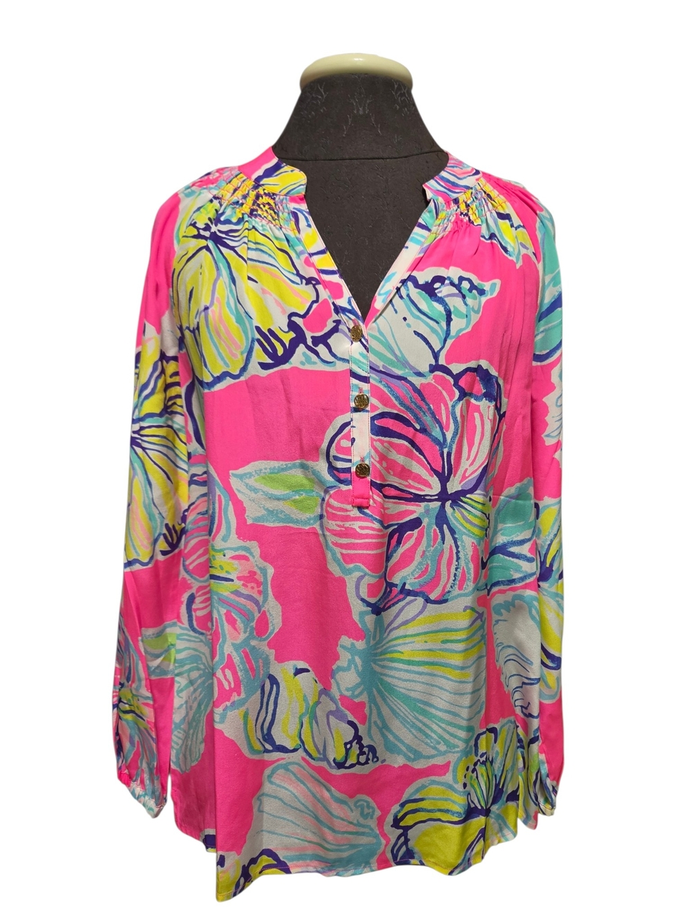 NWT LILLY PULITZER ELSA SILK M Kir Royal Pink Swept by Tides FLAW